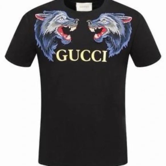 Gucci Wolf Head Print Logo T-shirt Black Men’s Medium - Picture 1 of 10